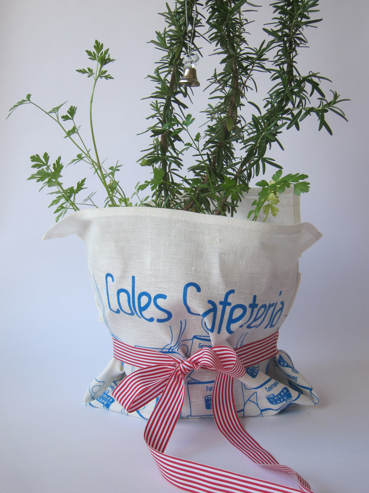 Plant Wrap Gift inspiration - Coles Cafeteria Art Tea Towel