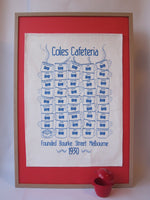Red background Framing inspiration - Coles Cafeteria Art Tea Towel